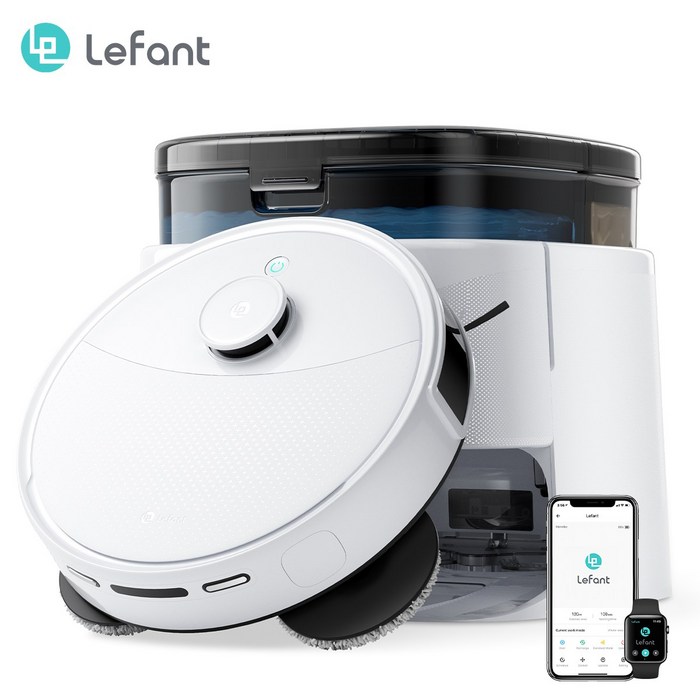 Lefant 르팡 M3 올인원로봇청소기 12000pa 경이로운 흡입력 자동 먼지비움 자동 온수세척 다기능앱제어, 화이트, 단품