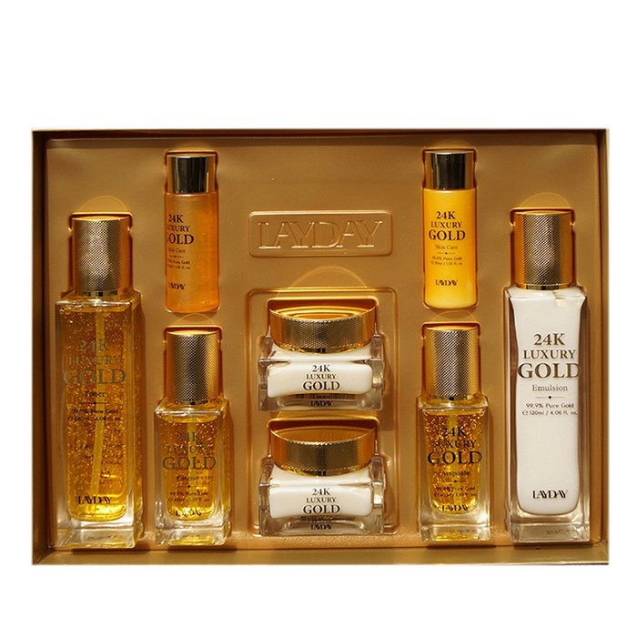 여성화장품 여자화장품 24k 럭셔리 골드스킨케어 6종 세트 프리미엄 골드 스킨케어 순도99.9의 순금이 함유되어 빛나는 광채 피부로, 1세트