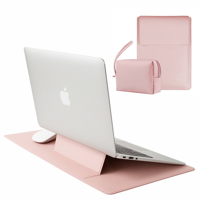 스마트덕 노트북 파우치 거치대 겸용 맥북 LG그램 삼성 가방 케이스, 로지핑크