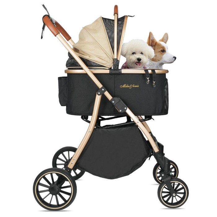 MILALOUIS 초경량 애견유모차 원터치 퀵폴딩 강아지 유모차 분리형 프리미엄 소형견 접이식 개모차