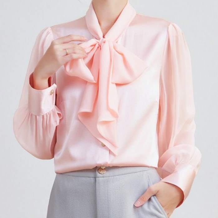 고퀄 루즈 멀베리 실크 새틴 셔츠 블라우스 드라마 연예인 블라우스