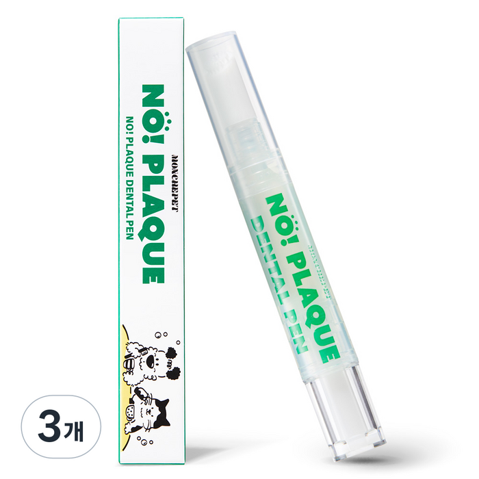 사선형몽세펫 프리미엄 양치펜 칫솔 치석입냄새제거 치약강아지 고양이 겸용, 3개, 5g
