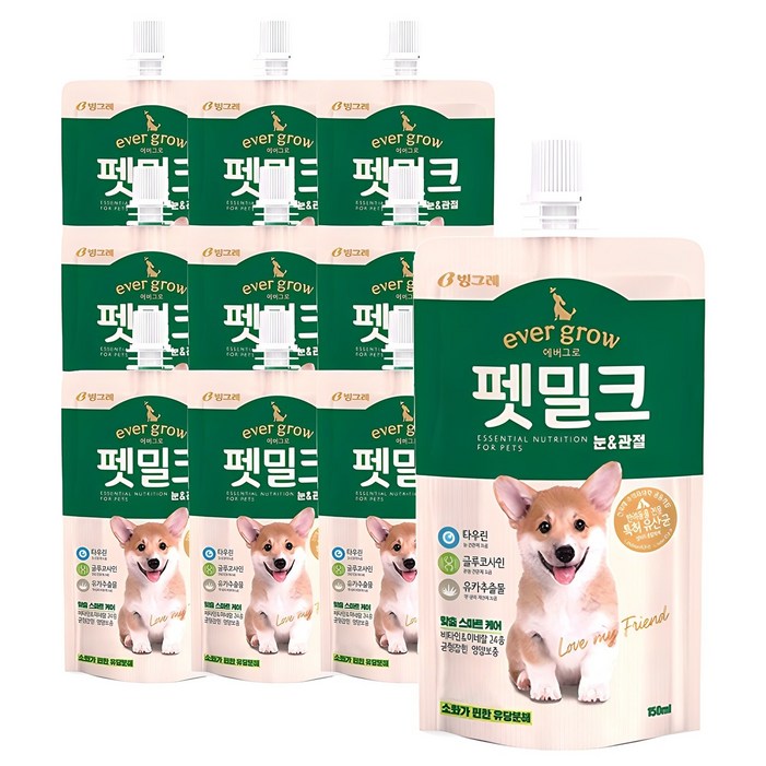 에버그로 강아지 펫밀크, 눈관절 맛, 150ml, 10개