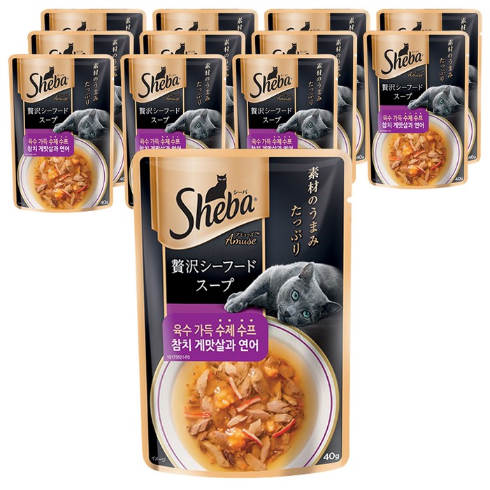 쉬바 1세 이상 고양이 수제 수프 간식, 혼합맛게맛살연어, 40g, 12개