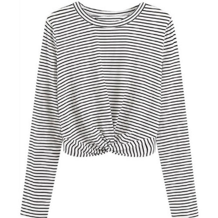 안다로미 여성용 캐주얼 셔링 크롭 긴팔티