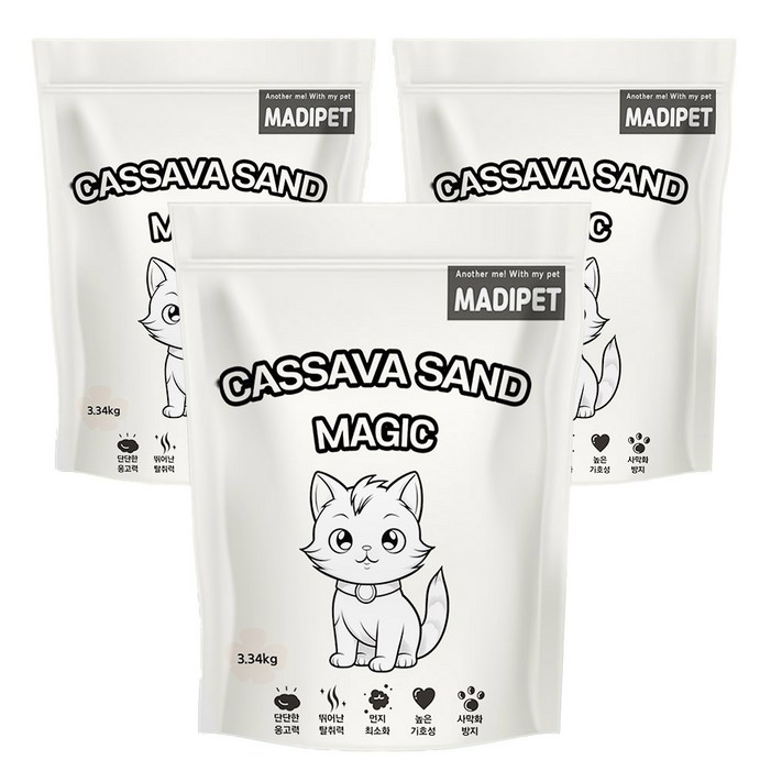 메디펫 고양이 카사바 모래, 10L, 3.34kg, 3개, 무향