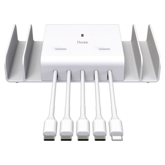로이직 5포트 고속 멀티충전기 C타입 4p  8핀 1p, 화이트, 1세트