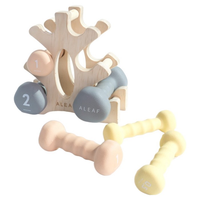 아리프 코지 덤벨 6p  우든 거치대 세트, 7kg, 1세트