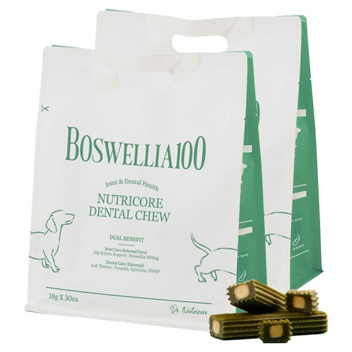 닥터뉴트리코어 강아지 보스웰리아100 가수분해 덴탈껌 30P, 관절  구강케어, 540g, 2개