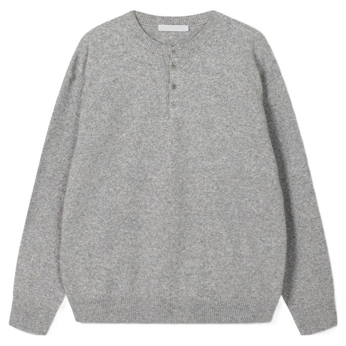 일루소 남성용 소프트 울 브러쉬 헨리넥 라운드 니트