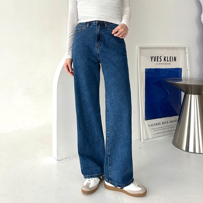 디어로라 여성용 롱숏미들 기장 와이드 데님 팬츠 IPP011