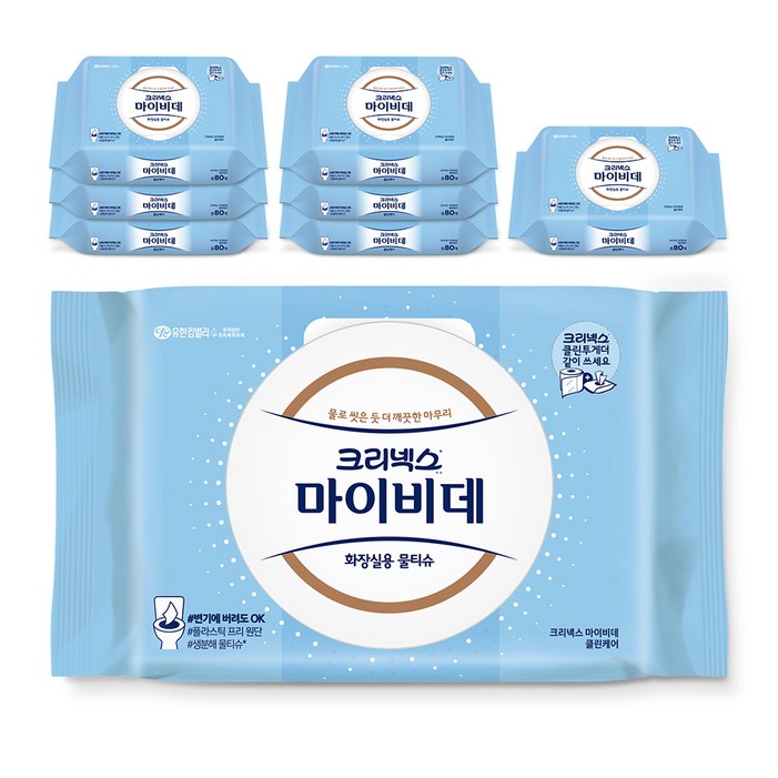 마이비데 클린케어 화장실용 물티슈 캡형, 80매, 8개 마이비데 클린케어 화장실용 물티슈 캡형, 80매, 8개