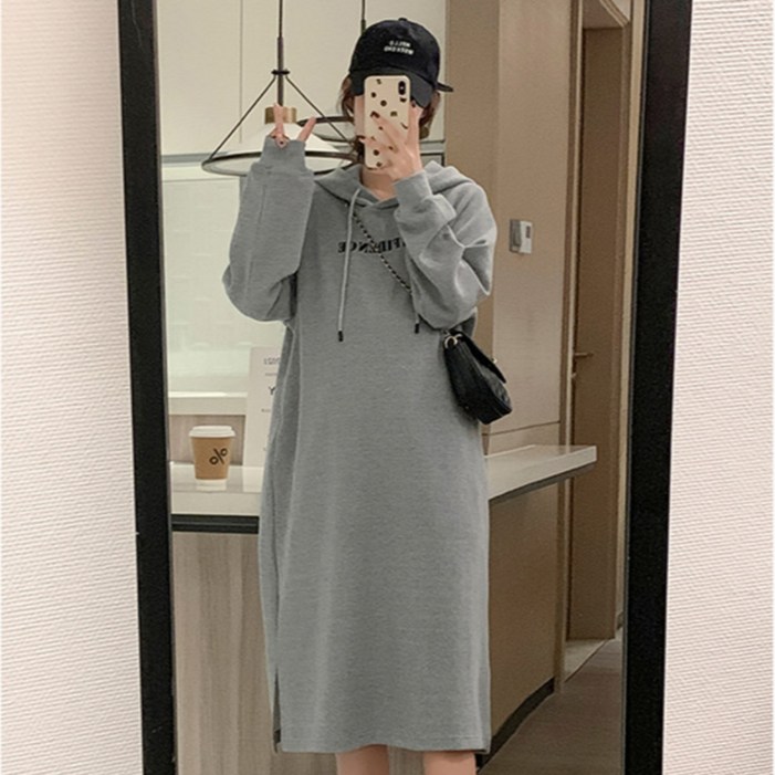 메이징초이스 후드 임산부 롱 원피스