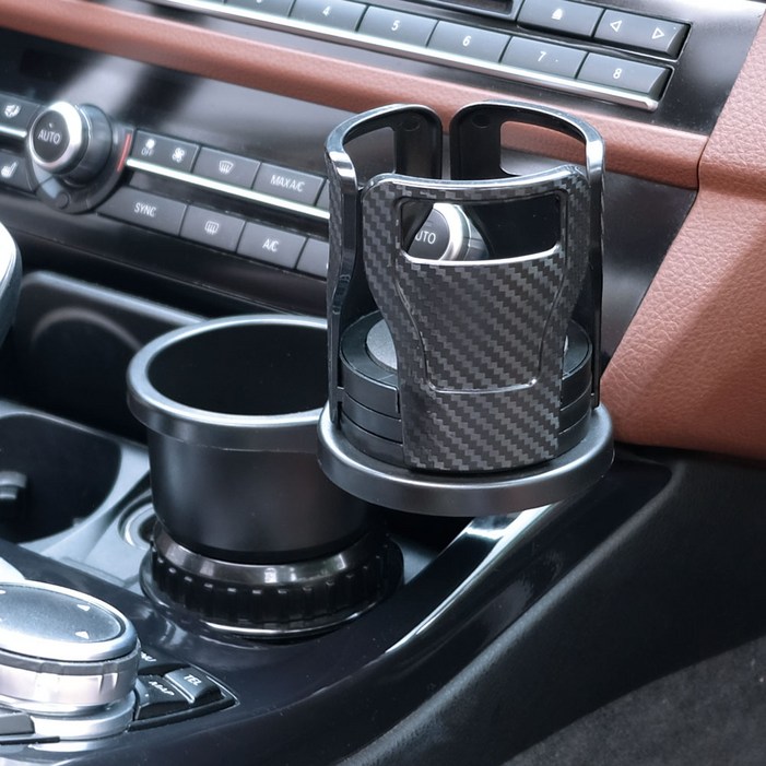 르메이어 차량용 멀티 수납 듀얼 확장형 컵홀더, 블랙, 1개