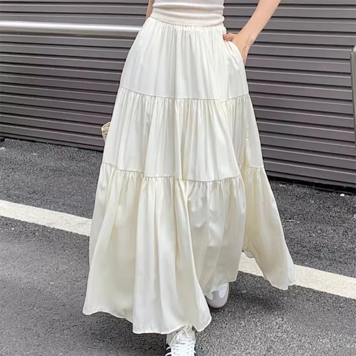 피어니스트 캐주얼 프렌치룩 플리츠 롱스커트