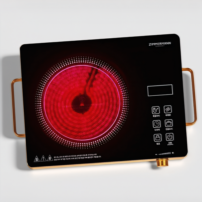 독일기술 에코 하이라이트 전기레인지 1구 고화력 가정용 원터치 모든냄비 호환 휴대용 쾌속발열, 프리스탠딩, 다크골드