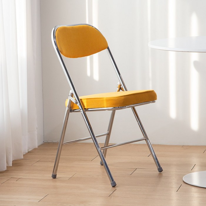 듀이 코듀로이 패브릭 철제 폴딩 간이 교회 접이식 의자, 1개, 옐로우