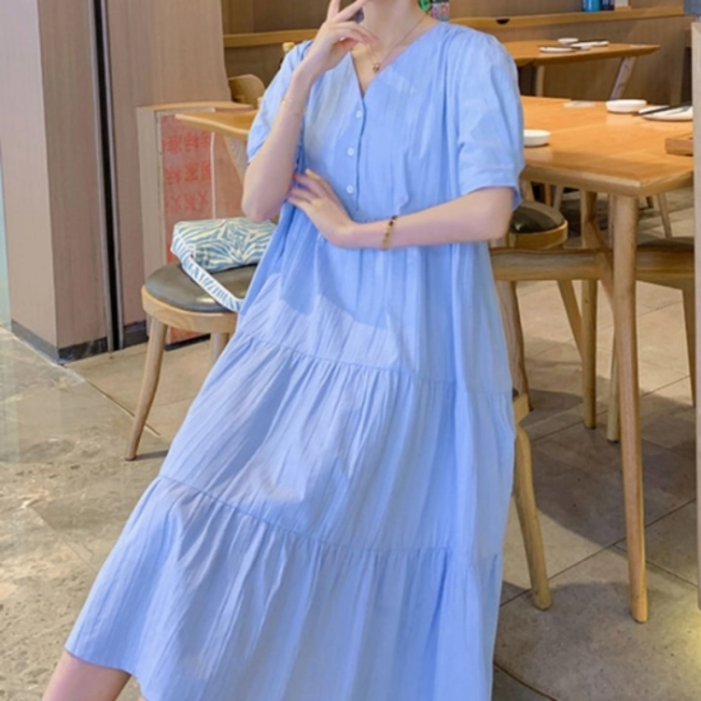 무슈봉여름신상 촉감좋은 인견 루즈핏 티어드 롱원피스