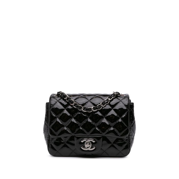 샤넬  중고 2014 미니 스퀘어 클래식 페이턴트 싱글 플랩 크로스 백