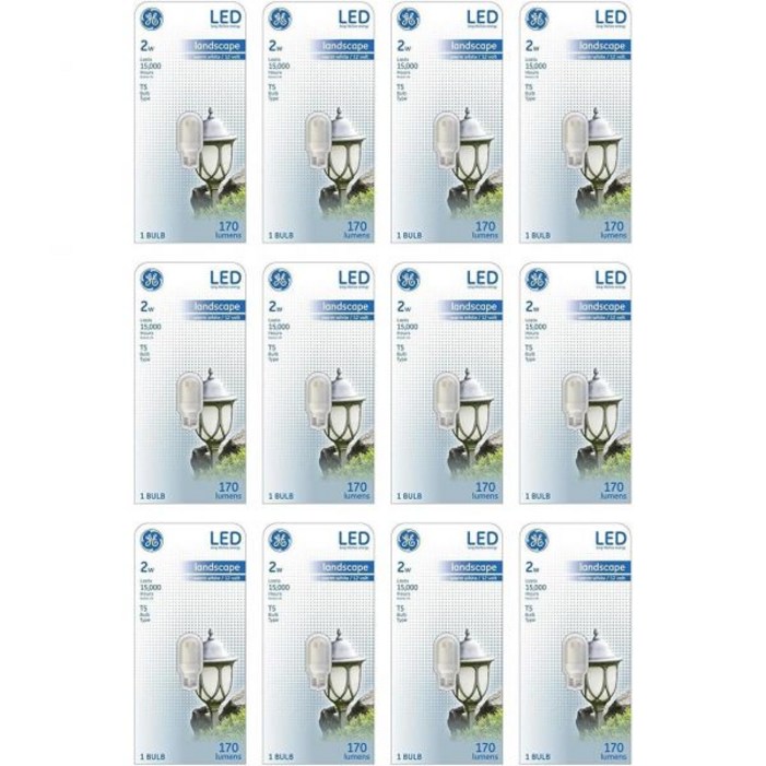 GE 조명 케이스당 12개 전구 2W LED T5 20와트 상당 170 루멘 따뜻한 흰색 웨지 3000K 조경등 2058641