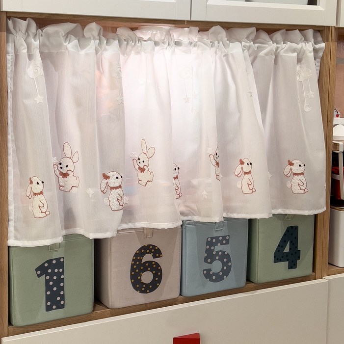 고급 자수 귀여운 이미지 토끼 강아지 바란스커튼 주방바란스