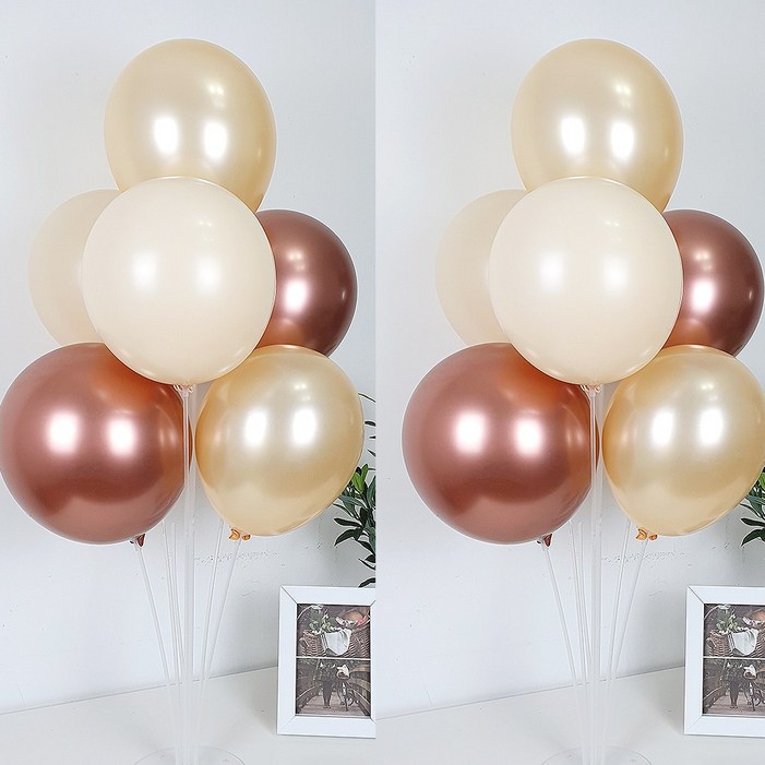 파티앤온 풍선꽂이 펄풍선 스탠드 장식 세트, 2개, 25.크롬 로즈블러쉬
