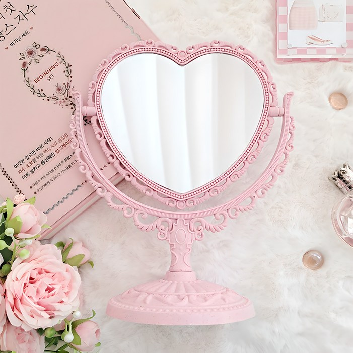 헤이루미 엔틱 메이크업 미러 탁상 스탠드 인테리어 화장대 거울