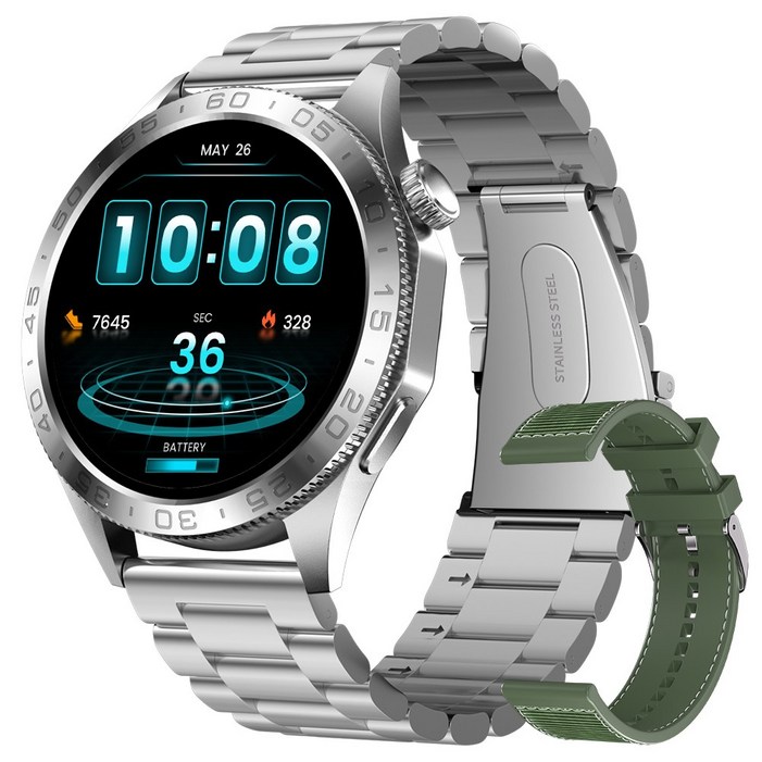 와피크 블루투스 스마트워치 ST20 1.43인치 AMOLED AOD 아웃도어 GPS 스포츠시계, GPS  블루투스, 3.6cm, 실버