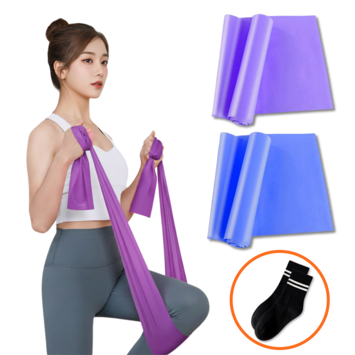 제이런 요가밴드 라텍스밴드 퍼플0.35 블루 0.55 혼합색상, 1개, JRUNA