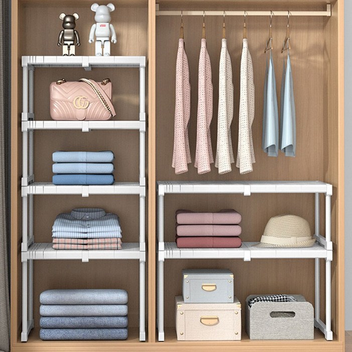 하루꿈 적층형 길이조절 선반 옷장 정리 선반 신축형 신발장 수납 선반