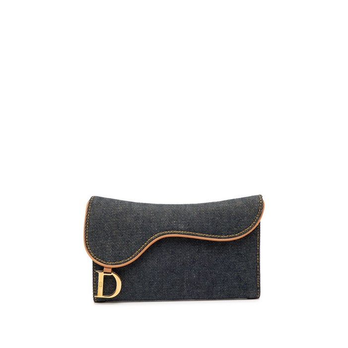 크리스찬 디올 중고 2001 데님 새들 3단 콘티넨탈 장지갑