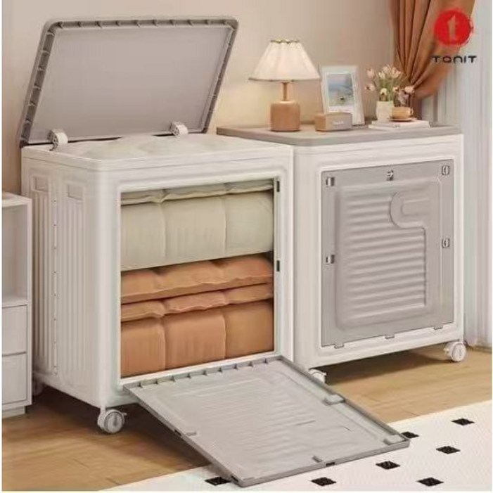 Tanit 특대형 폴딩 리빙박스 옷정리 수납함 130L, 1개, 그레이