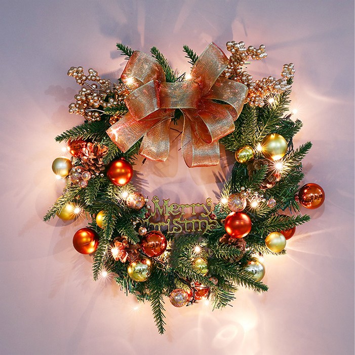 Hyades 크리스마스 장식 리스 전구 포함 가랜드 조명 세트