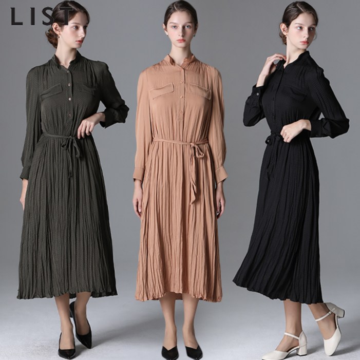 리스트 볼륨 슬리브 도트 벨티드 원피스  택가격 278000원