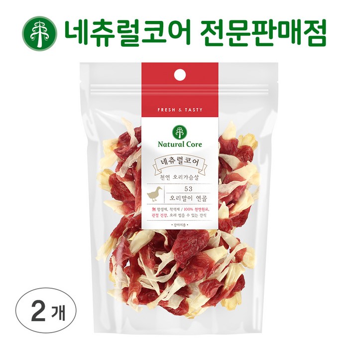 네츄럴코어 천연오리가슴살, 2개, 오리말이 연골