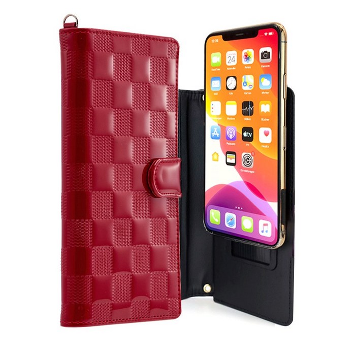 아티움 전기종 엠보 유광 슬라이드 슬림 다이어리 휴대폰 케이스