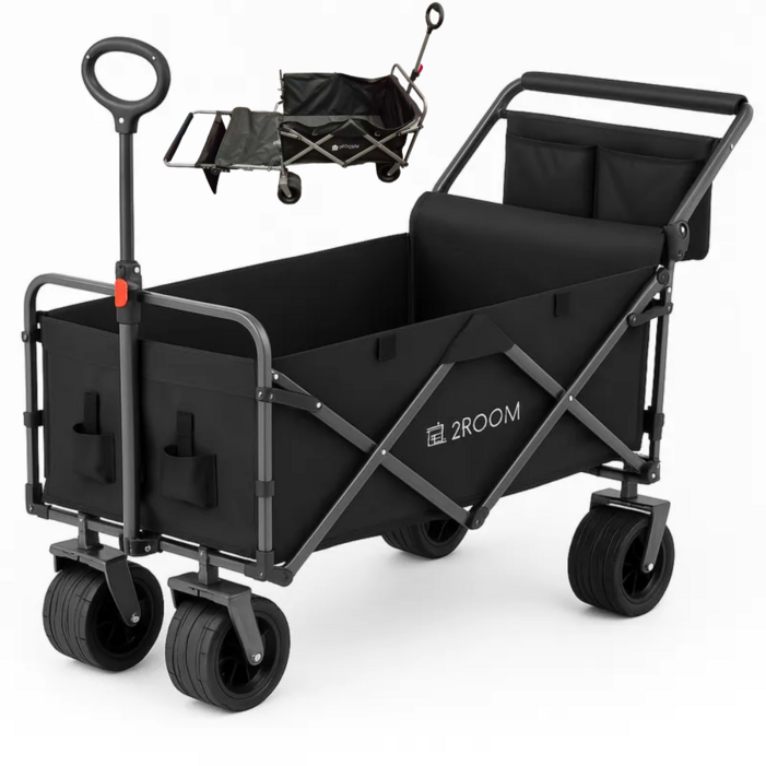 2ROOUM 접이식 캠핑/ 마트 폴딩 카트, 특대형 확장 162*63*103cm