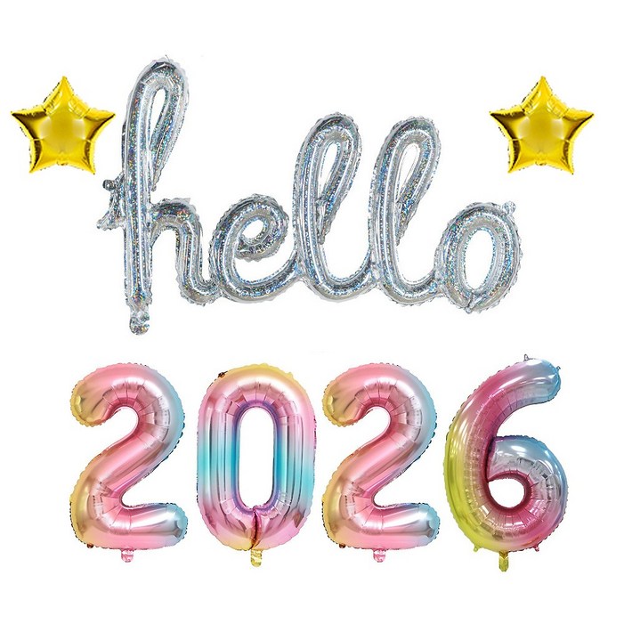 올리브파티 2026 2025 신년 파티 용품 풍선 세트 패키지, 2026레인보우, 1세트