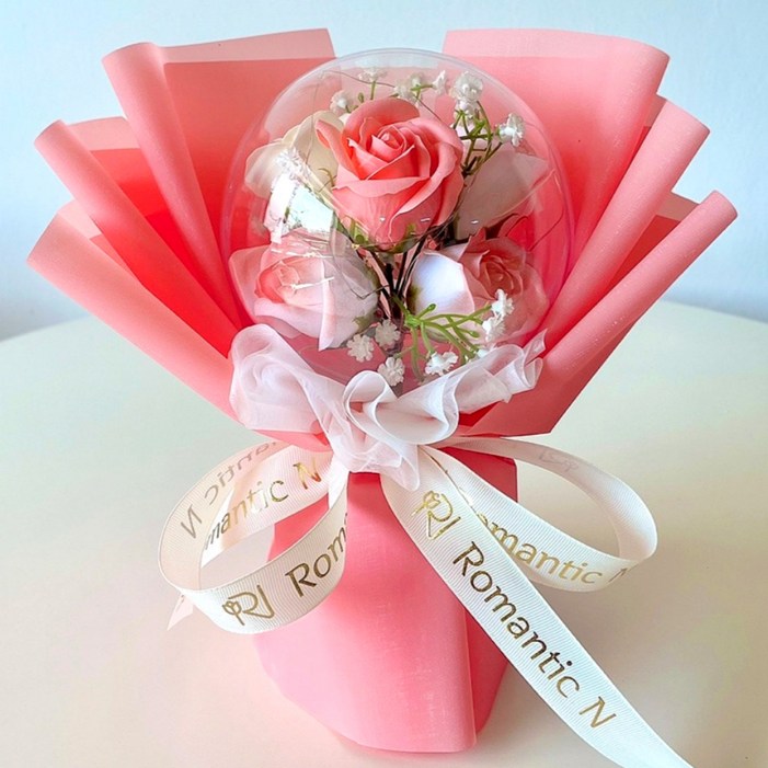 로맨틱앤 풍선꽃다발 카네이션 장미 꽃다발 LED 아크릴 꽃풍선 화환