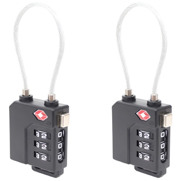 트래블큐브 TSA 케이블 와이어 안전자물쇠 3다이얼 블랙  TTCL-102-BK