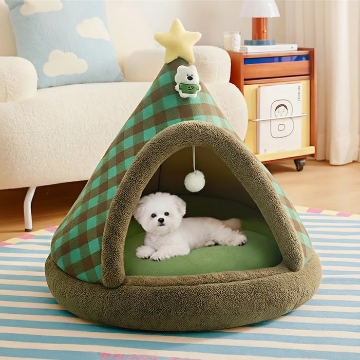 Tinduo 애견 강아지 하우스 고양이 집 텐트 집, 1개, 그린