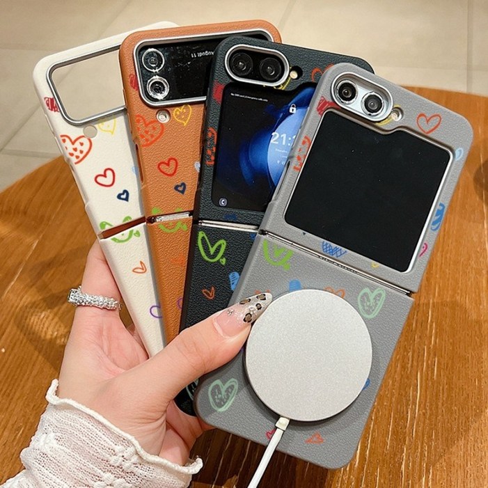 Z플립 컬러 하트 포인트 맥세이프 TPU 케이스 갤럭시Z플립3 Z플립4 Z플립5 Z플립6