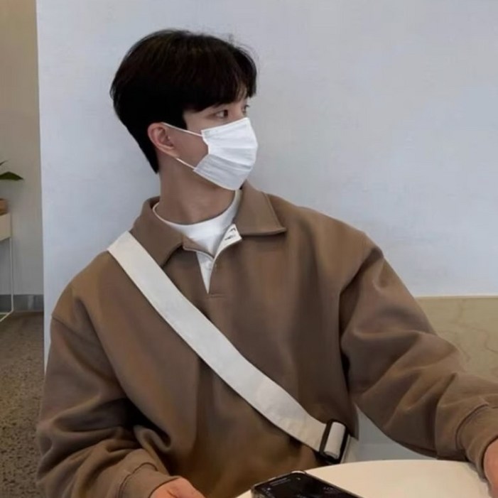 Novastar 남성 맨투맨 빅 사이즈 캐주얼 루즈핏 카라 맨투맨