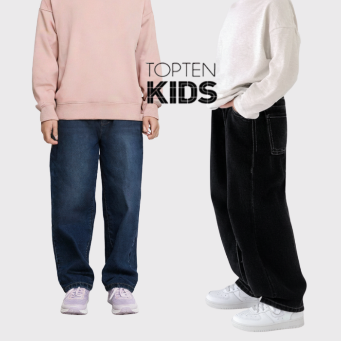 탑텐키즈 주니어 간절기 기모 와이드 청바지 데님 팬츠 MKE4DP2212
