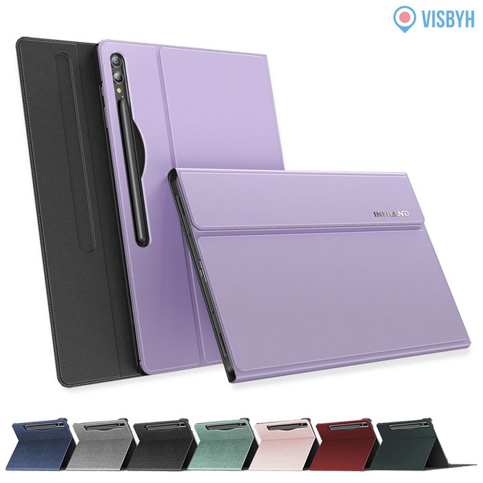 VISBYH 비스비 갤럭시탭 S10FE S9FE S9 북커버 케이스 10단각도조절 S펜수납동시충전, 라일락 퍼플, 1개