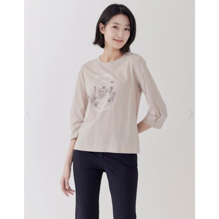 지센 기간할인  여성 면실켓 원포인트 라운드 7부 티셔츠  LCTSP323 색상3