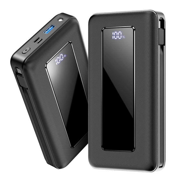 UOOFON 대용량 보조배터리 40000mAh 일체형 고속충전 PD 22.5W QC3.0잔량표시 멀티단자