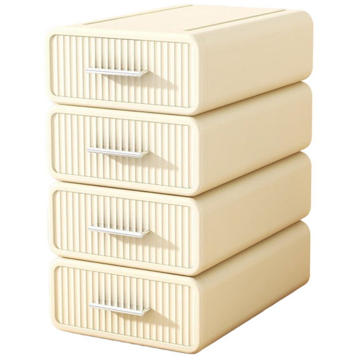 Zolmik 다용도 탁상 수납 서랍 2단 4단 데스크테리어 튼튼한 책상 수납정리함, 4개, 베이지