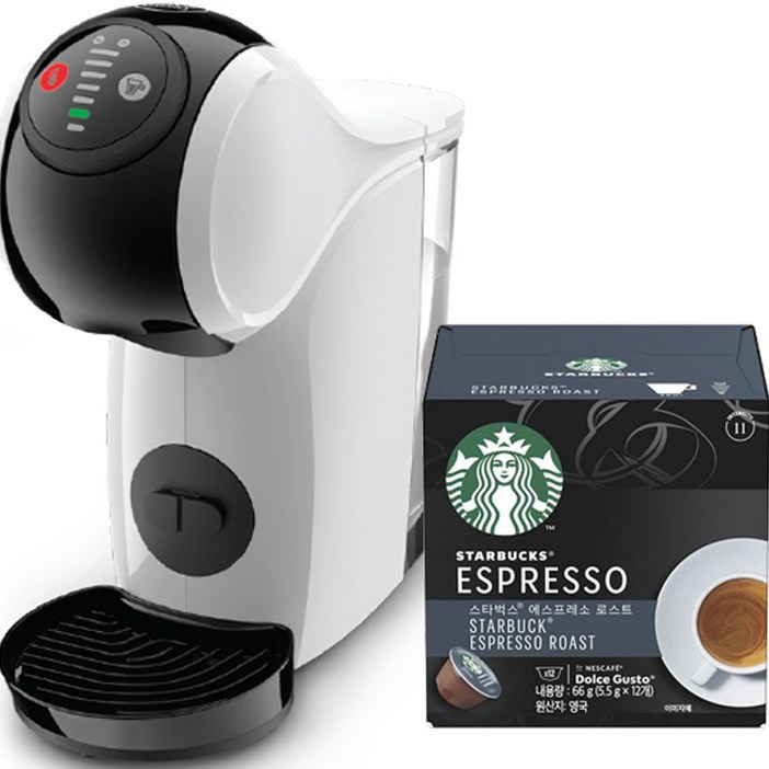 돌체구스토 지니오 에스 베이직 캡슐 커피 머신 + 스타벅스 에스프레소 로스트 캡슐 12p 세트, 단일상품