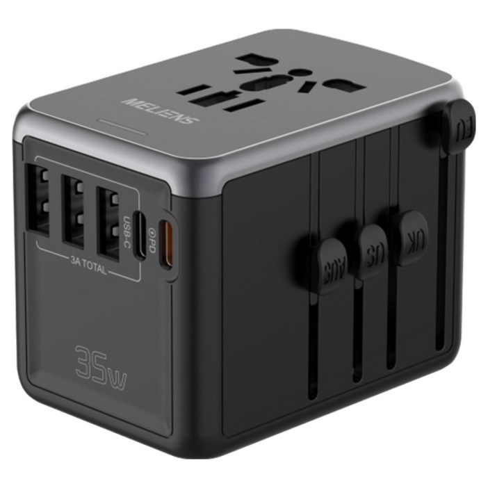 멜리언스 해외여행용 5포트 PD35W 초고속충전 멀티 어댑터 블랙 MLOL1, 1개